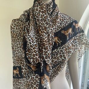 Cheetah/ Leopard Print  Sheer    Scarf  Large 45x 62 inches